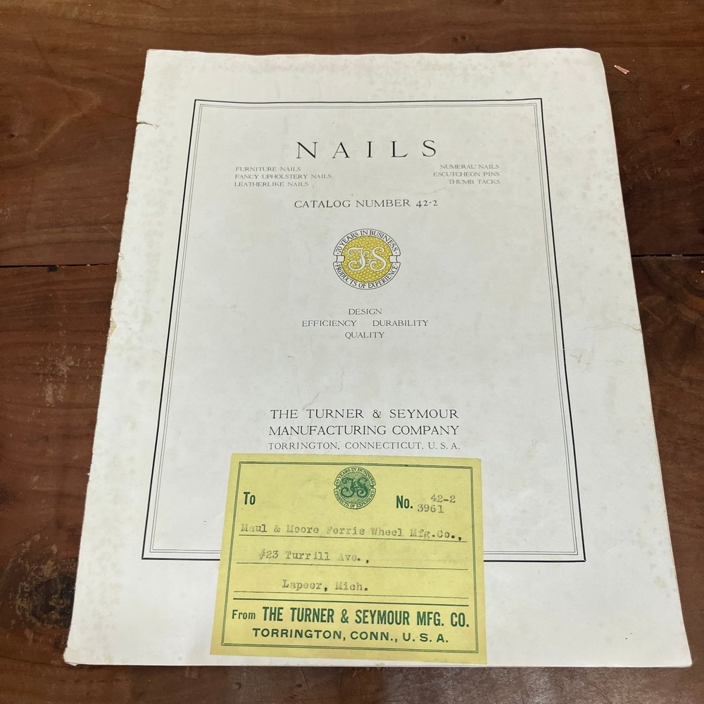 NAILS Catalog 42-2 Turner & Seymour Mfg Co. Furniture Hardware Tacks 1942